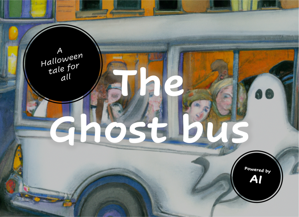 A magical bus appears on the outskirts of the city and whisks brave children away on an unforgettable adventure. But this is no ordinary bus; it has been created by the magic of AI and is inhabited by cheerful ghosts. Together they experience an evening of laughter and dancing under the twinkling stars. Accompanied by Pippin, a cheeky ghost, the children discover that Halloween is more than just spooky - it's a time of friendship and celebration.